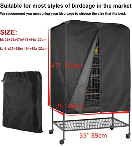 U Care UCARE Bird Parrot Cage Cover Waterproof Extra Large Good Night Parrot Birdcage Covers for Parakeets Budgies Macaw Square Cages (M: 35x25x47in/ 89x64x120cm) - Image 2