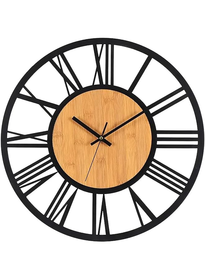 The Bros Circular Wall Clock, 40x40cm Large Hanging Clock Circular Iron Silent, Bathroom Clock, Kitchen Clock, Wall Clock Roman Numerals Decoration for Home Living Room Dining Room Office - Image 1