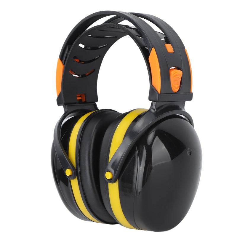 Noise Reduction Earmuffs Foldable Lightweight Hearing Protection Safety Over Head Ear Muff for Garden Shooting Mowing Black Yellow - Image 2