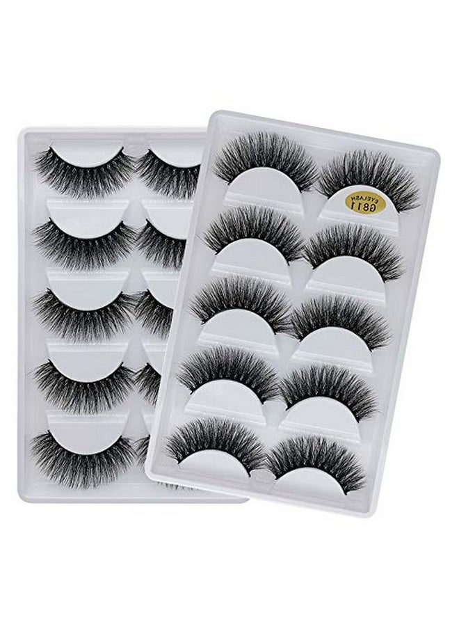 Vayator 10 Pairsset 3D Mink Lashes Natural False Eyelashes Dramatic Volume Fake Lashes Makeup Eyelash Extension Silk Eyelashes (G811)  - Image 1