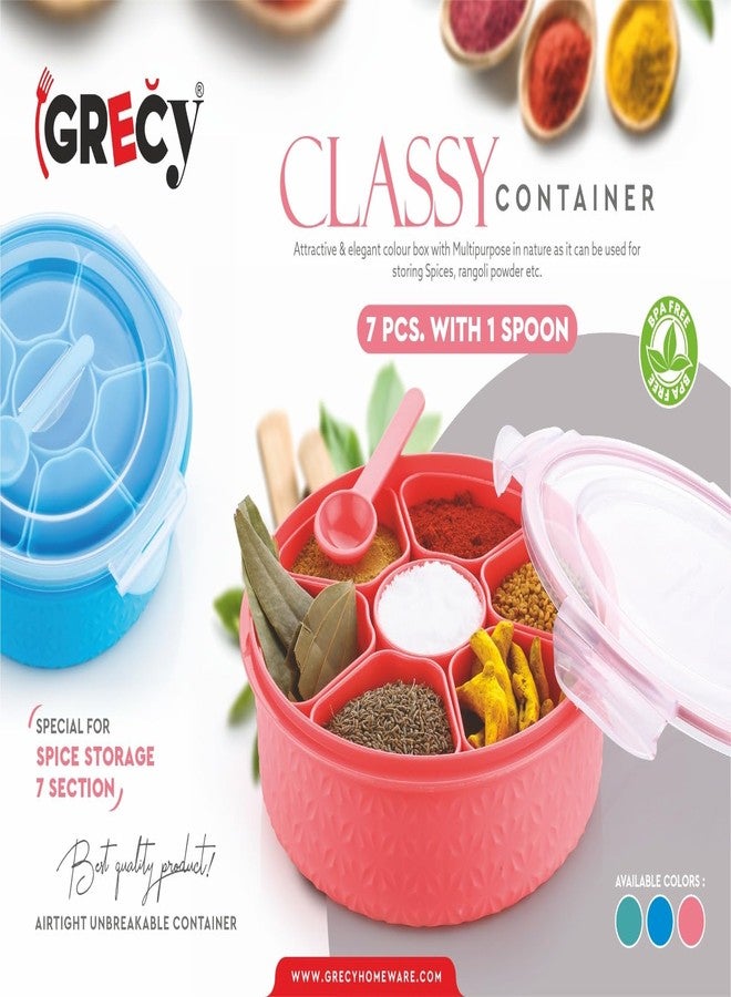GRECY منظم توابل محكم الإغلاق من GRECY بثمانية أقسام، غطاء شفاف، حاوية تخزين مع ملعقة - Image 4