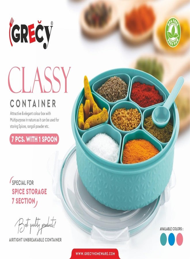 GRECY منظم توابل محكم الإغلاق من GRECY بثمانية أقسام، غطاء شفاف، حاوية تخزين مع ملعقة - Image 5