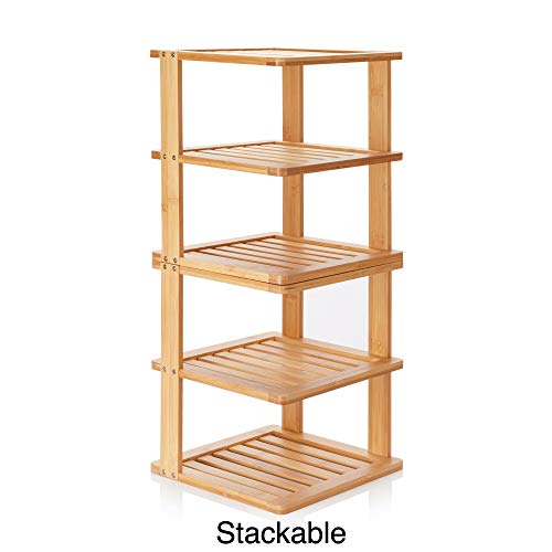 BERYLAND Bamboo Corner Shelf - 3 Tier 10 x 10 inch and 11.5 inches high. Kitchen Cabinet Organizer - Pantry Organization and Storage - Bathroom Countertop Shelves - Image 5