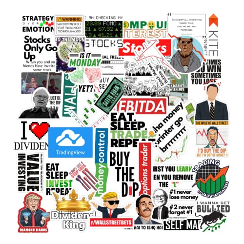 CodersParadise 50-Pack Stock Market Stickers | Waterproof Vinyl Stickers for Laptop, Journal, Diary, Mobile Case | Perfect for Stock Traders, Investors & Share Market Enthusiasts - Image 1