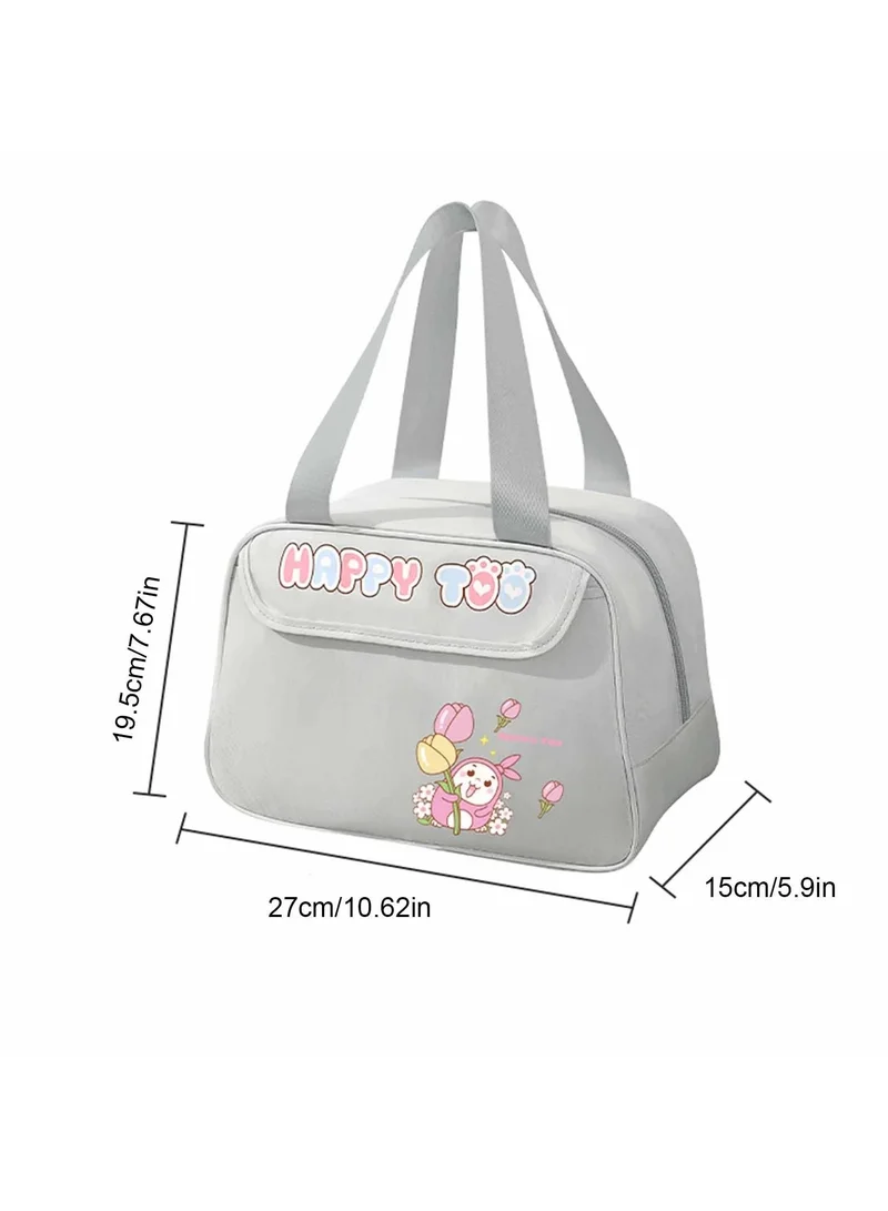 Mobcos Happy Too Design Large Capacity Insulated Lunch Bag Waterproof and Stainproof Meal Tote with Advanced Temperature Retention for Office and School Long Lasting Polyester for Fresh Food and Soup Gray