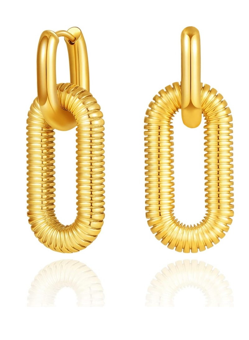 Oasisgalore 18K Gold Plated Chunky Hoop Earrings for Women, Lightweight, Trendy Gift Jewelry  - Image 2