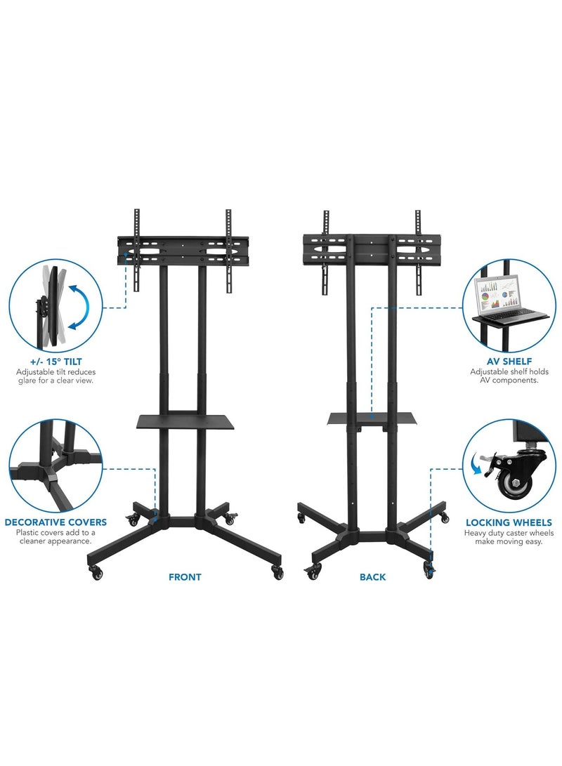 ELTRAZONE Rolling TV Cart for 32' to 65' LCD LED Plasma Flat Panel Screen | Mobile Stand with Wheels - Image 5