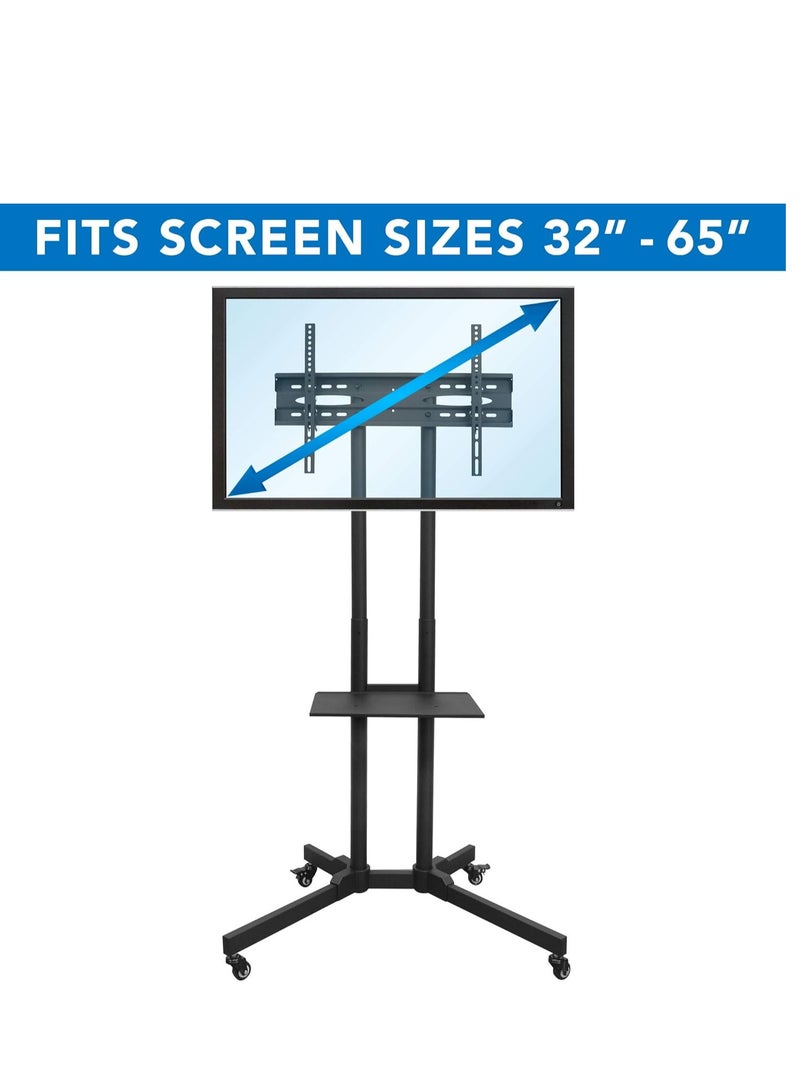 ELTRAZONE Rolling TV Cart for 32' to 65' LCD LED Plasma Flat Panel Screen | Mobile Stand with Wheels - Image 2