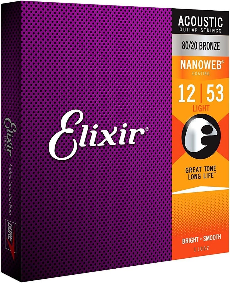 Elixir Strings 11052 Nanoweb 80/20 Bronze Light Acoustic Guitar Strings - Image 2