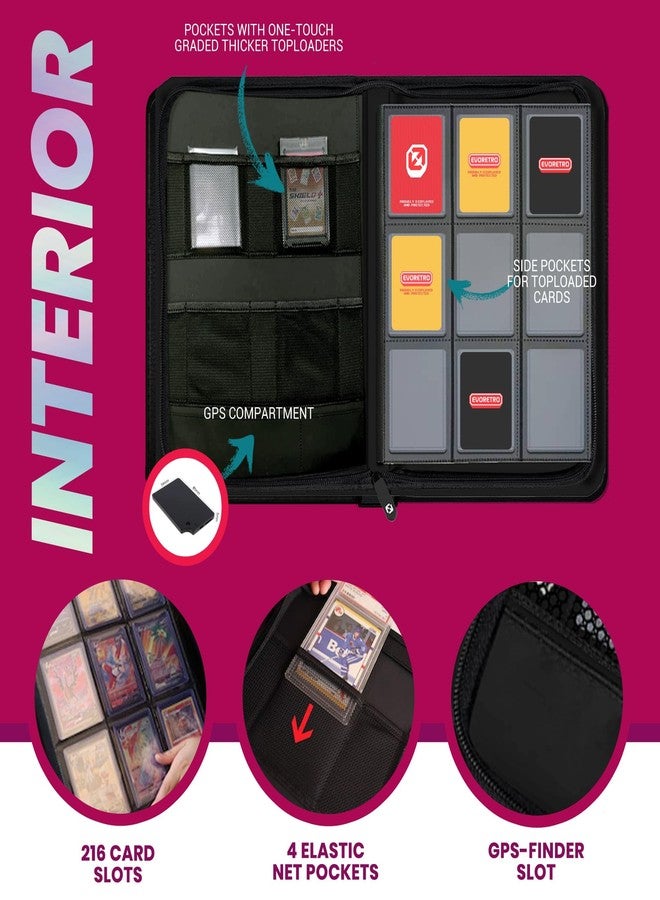 EVORETRO Toploader Binder - 35pt-55pt 3"x4" Red Portable Top Loader Card Storage, 9 Pocket Card Binder, 216 Slots Rigid Card Holder, 4 PSA Slab Pocket, Lorcana, Pokémon, MTG, Baseball Card Binder, - Image 4