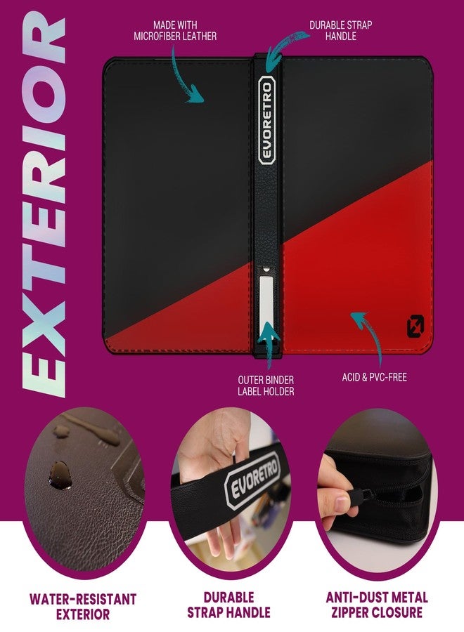 EVORETRO Toploader Binder - 35pt-55pt 3"x4" Red Portable Top Loader Card Storage, 9 Pocket Card Binder, 216 Slots Rigid Card Holder, 4 PSA Slab Pocket, Lorcana, Pokémon, MTG, Baseball Card Binder, - Image 3