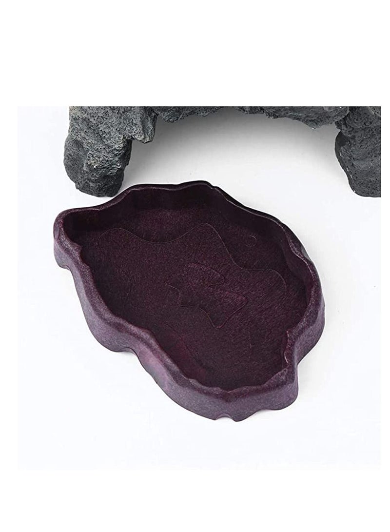 Bluejw Reptile Bowl Resin Pet Feeding Plate Food Water Dish for Reptiles Tortoises Turtle (Dark Brown 12 cm * 8.5 cm) - Image 2