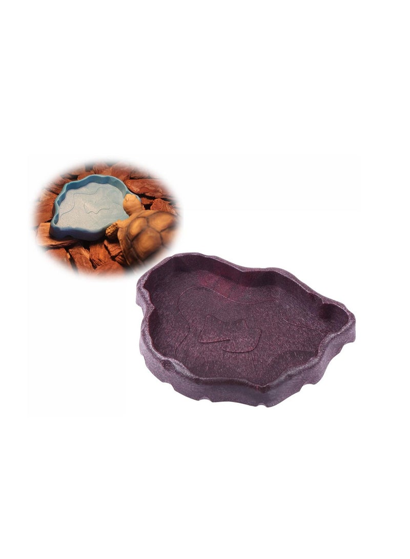Bluejw Reptile Bowl Resin Pet Feeding Plate Food Water Dish for Reptiles Tortoises Turtle (Dark Brown 12 cm * 8.5 cm) - Image 1