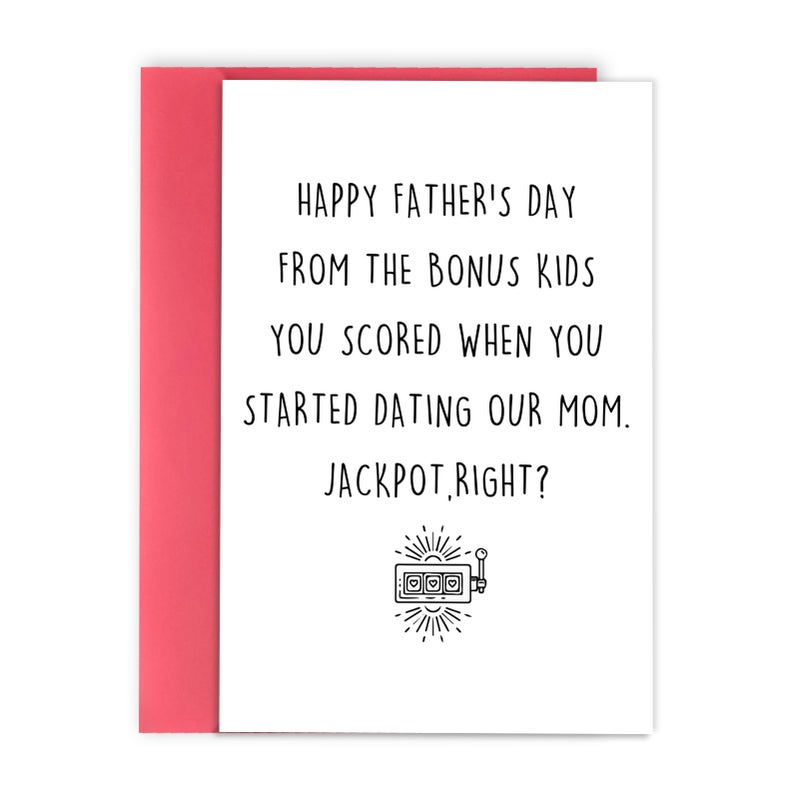 Asmallgf Funny Fathers Day Card for Step Dad, Bonus Dad Fathers Day Gift, Father's Day from Step Daughter Son - Image 1