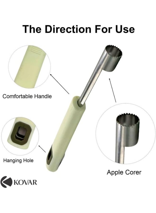 kovar كورر التفاح كوفار غراند شيف - مقبض ناعم من الفولاذ المقاوم للصدأ - كورر فواكه متعدد الوظائف ومزيل النواة - للمطبخ المنزلي، الكمثرى، الكرز، الجوجوبا، والتاريخ الأحمر - Image 3