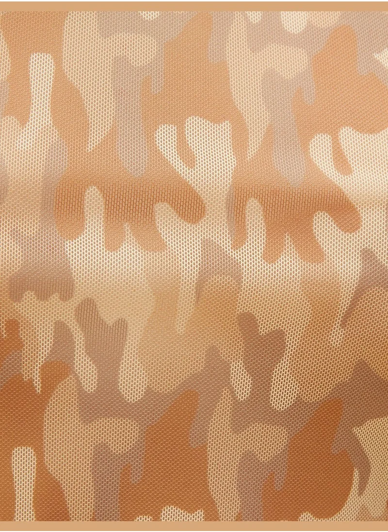 KOTON Short Sleeve Camouflage Patterned Crop T-Shirt