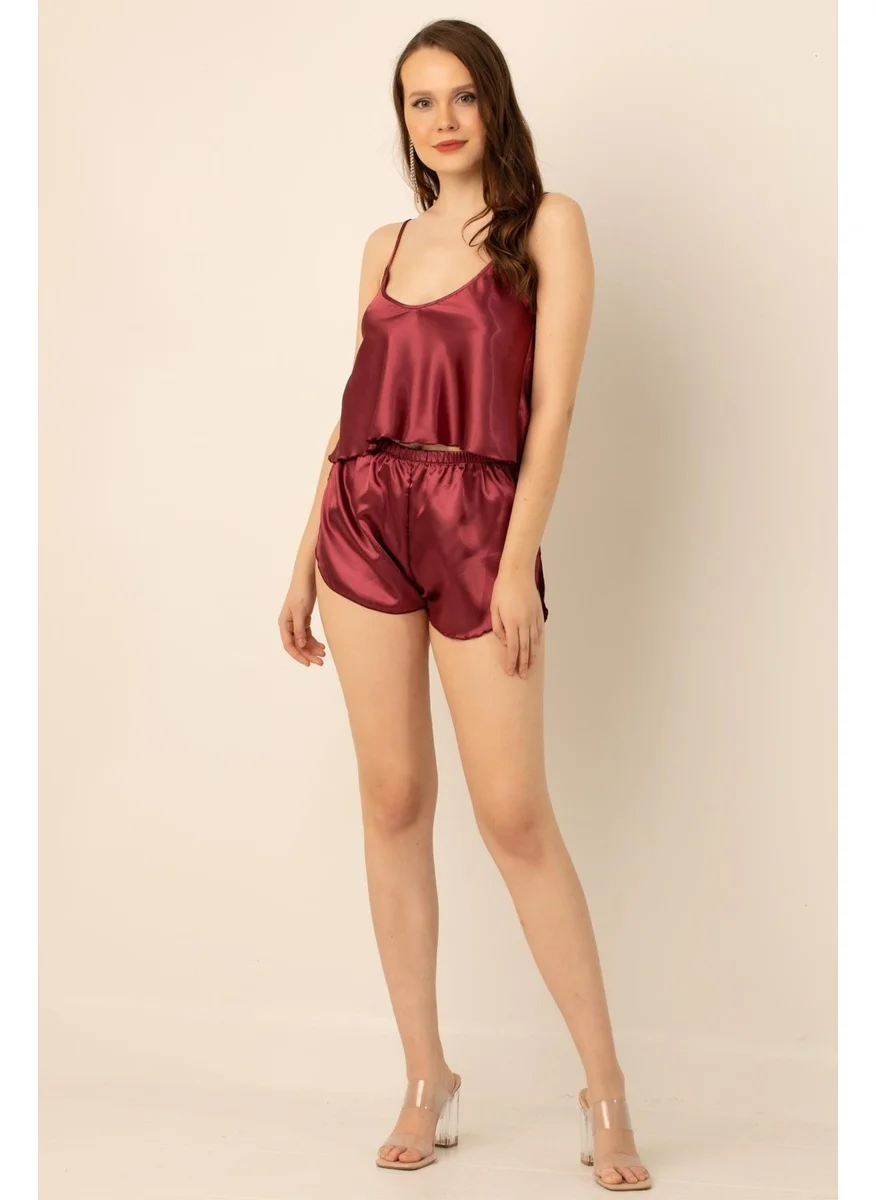 Miorre Doremi Satin Slit Thin Strap Shorts Set