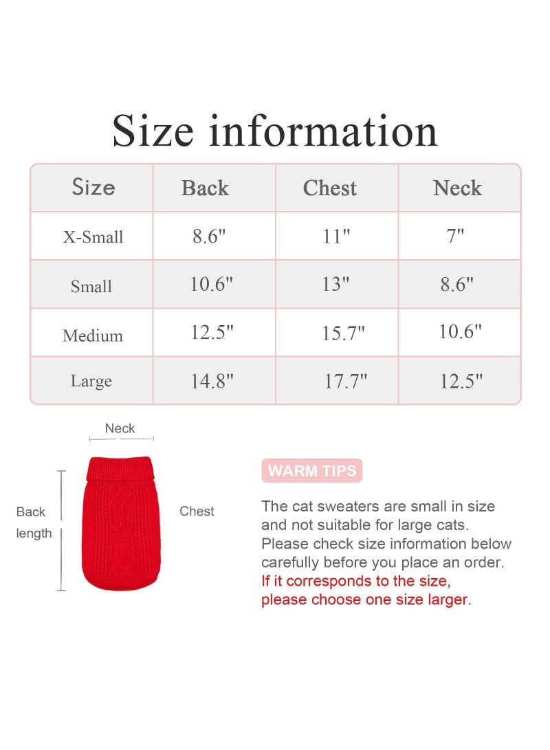 Y&D Cats Knitted Sweaters Turtleneck Sleeveless Cat Clothes Warm Winter Kitten Outfits for or Small Dogs in Cold Season Red L  - Image 3