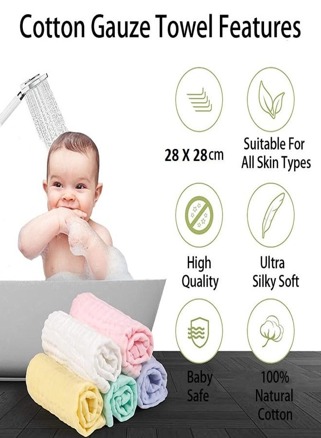 Zebroc 100% Cotton Muslin Baby Burp Cloth | 6-Layer Soft & Super Absorbent Baby Face Towel | 28×28 cm Washcloth for Newborns, Feeding, Burping & Daily Use (4, Green (28 X 28 CM)) - Image 5