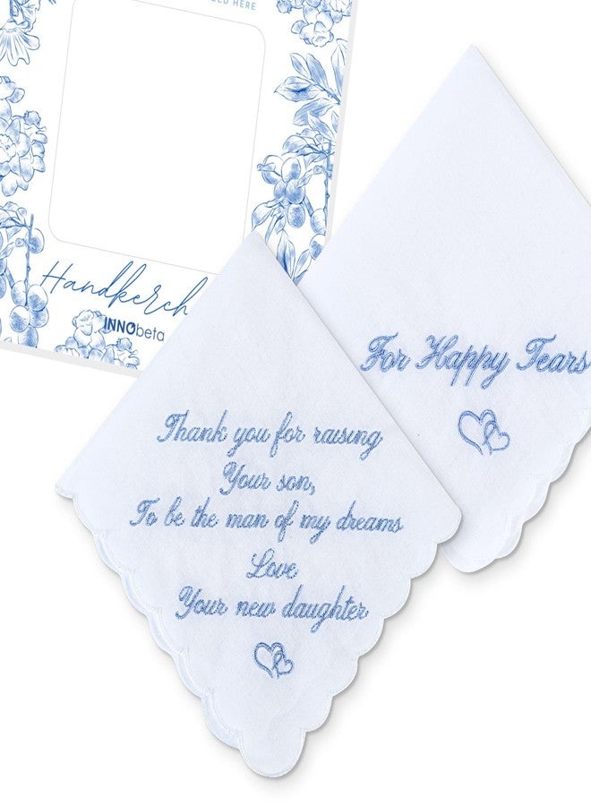 InnoBeta Mother of the groom gifts, Father of the groom Gifts, Happy Tears Handkerchief Wedding Gifts Something Blue Gift for Parent of The Groom - Image 1