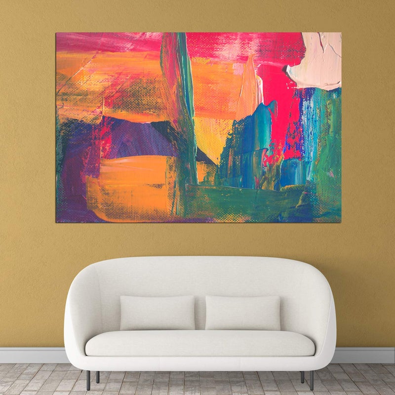 Inephos Abstract Harmony Framed Canvas Wall Painting 85cm X 55cm Multicolor