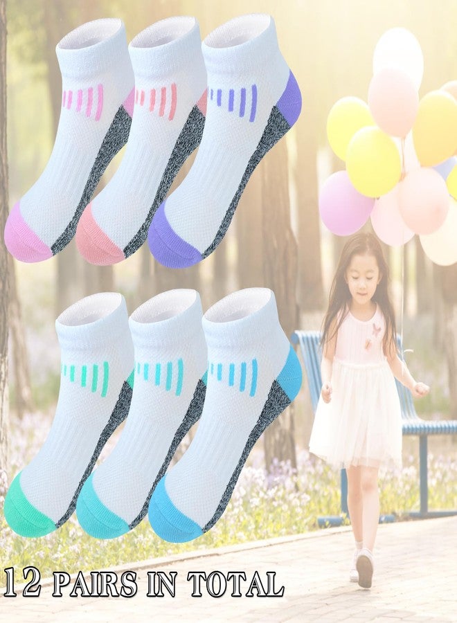 Bemeol Ankle Socks Girl Running Athletic Socks Low Cut Cotton Sock 12 Pairs(5-7 Years) - Image 5