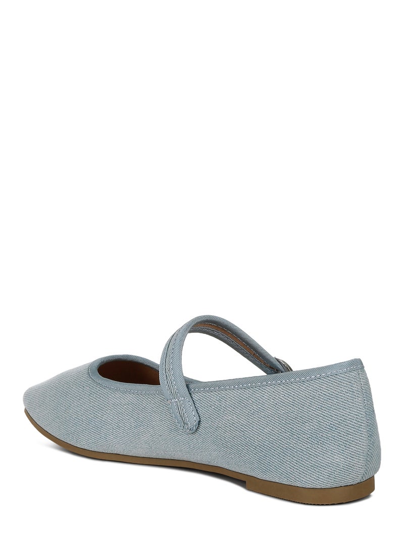 London Rag Women's Classic Denim Pin Buckle Ballerinas in Blue - Image 3