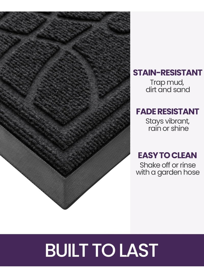 NANAO Front Door Mat, Welcome Mat Heavy Duty Durable Low Profile Outside Doormat for Entryway, Patio, Garage, High Traffic Areas, 17"X29", Grey - Image 3