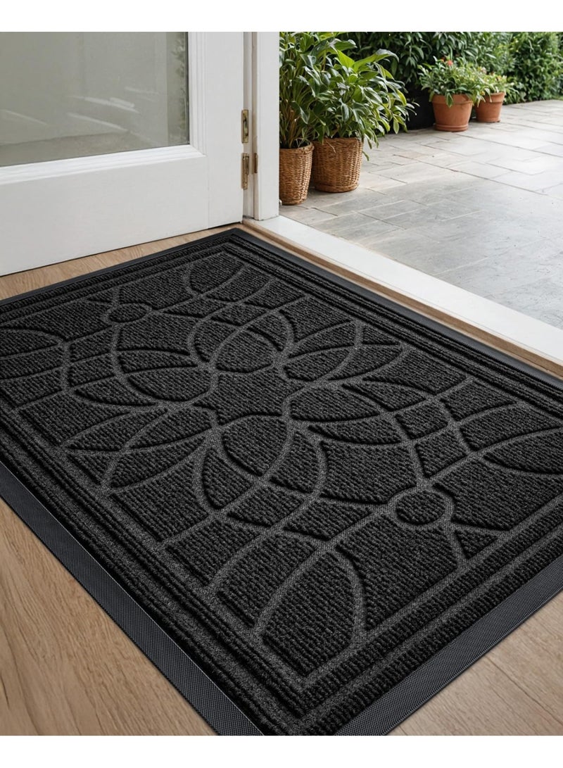 NANAO Front Door Mat, Welcome Mat Heavy Duty Durable Low Profile Outside Doormat for Entryway, Patio, Garage, High Traffic Areas, 17"X29", Grey - Image 1