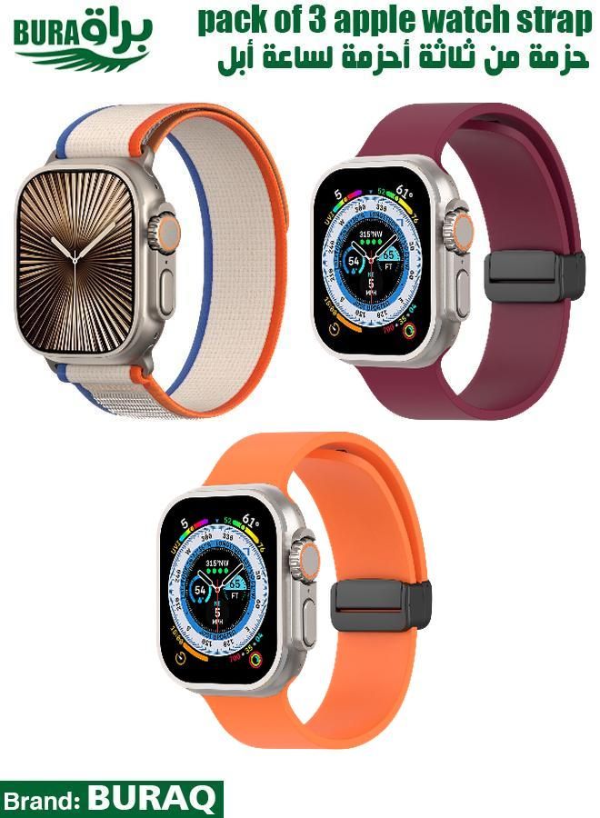 BURAQ Apple Watch Band Strap For Apple Watch Ultra 2/Ultra 49mm, Series 10 46mm, 9/8/7 45mm, SE2/SE/6/5/4 44mm, 3/2/1 42mm
