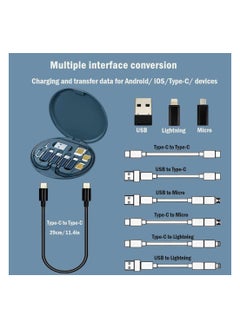 Memorii Yesimla USB Adapter Kit Cable Card,Multi-Type Charging Cable Case Convertor USB C to Lightning Type C Micro Adapter Data Transfer Contains Card Slot for Traveling, Use as Phone Holder(Midnight Blue)  - Image 4