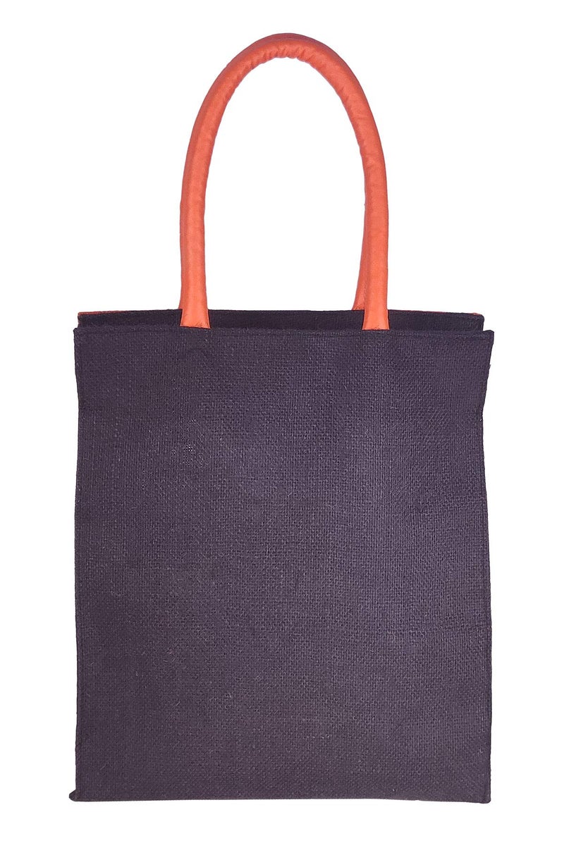 Foonty Exclusive Stripe Daily Use Jute Lunch Bag(Orange,FFFWB6014C) - Image 3