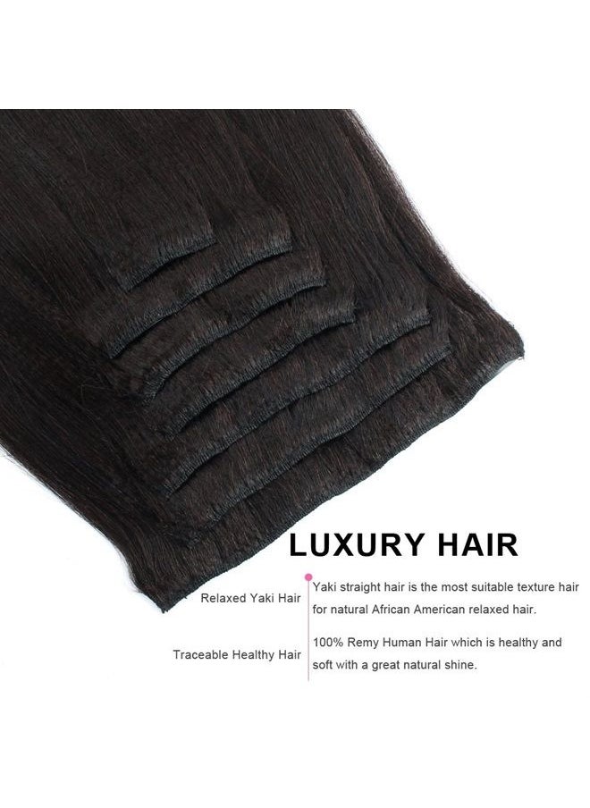 ABH AMAZINGBEAUTY HAIR - ABH AmazingBeauty Hair Real Remy Thick Yaki Straight Clip Ins Black Hair Extensions for African American Relaxed Hair 7 Pieces 120 Gram Per Set, 14 Inch - Image 1