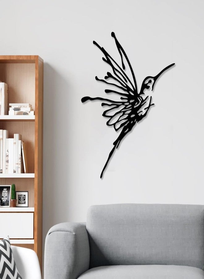 XORT Metal Hummingbird Wall Art, Minimalist Modern Abstract Metal Wall Art, Birds Sign Wall Decoration Hanging for Living Room Bedroom Kitchen. (Black - 12 x 14 inch) - Image 1