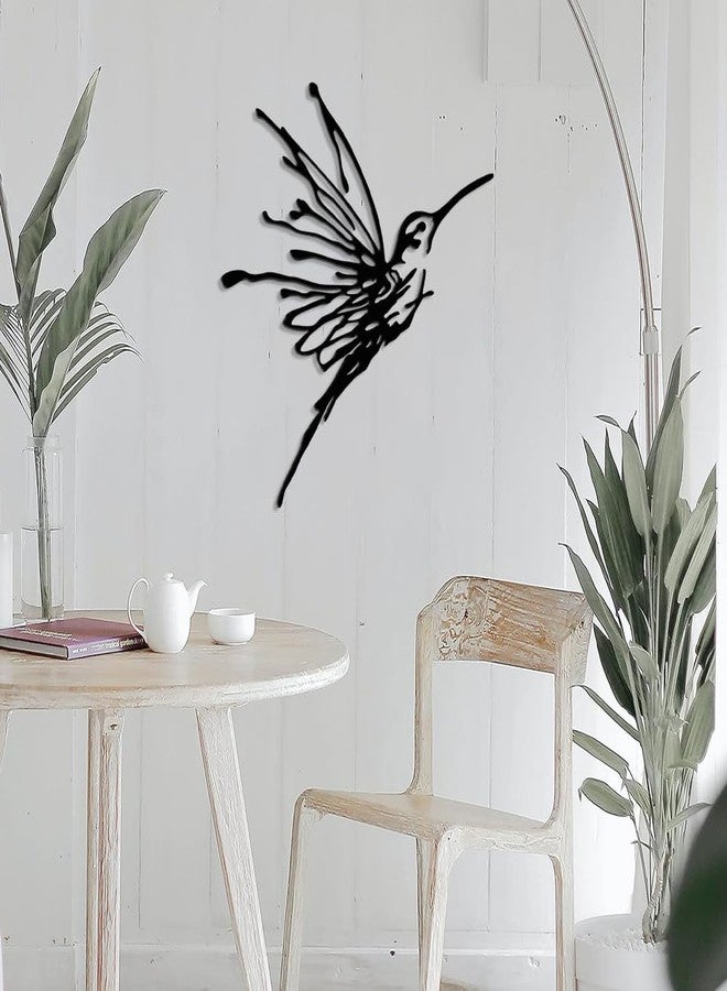 XORT Metal Hummingbird Wall Art, Minimalist Modern Abstract Metal Wall Art, Birds Sign Wall Decoration Hanging for Living Room Bedroom Kitchen. (Black - 12 x 14 inch) - Image 2