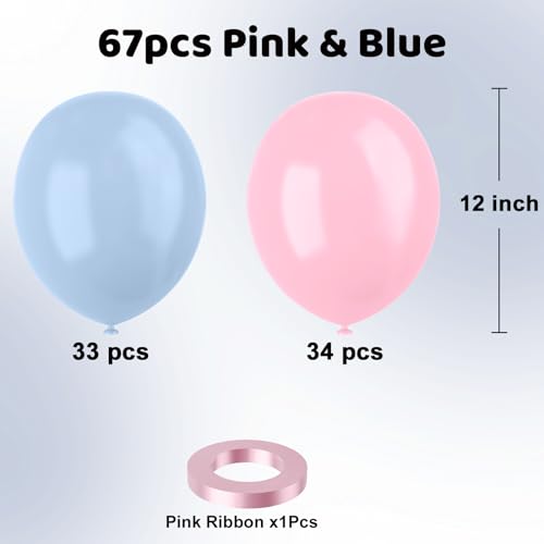 YMSZ Pink and Blue Latex Balloons 67 12 Inch Pink Blue Gender Reveal Balloons for Boy or Girl Gender Reveal Decorations Birthday Party Baby Shower Anniversary - Image 5
