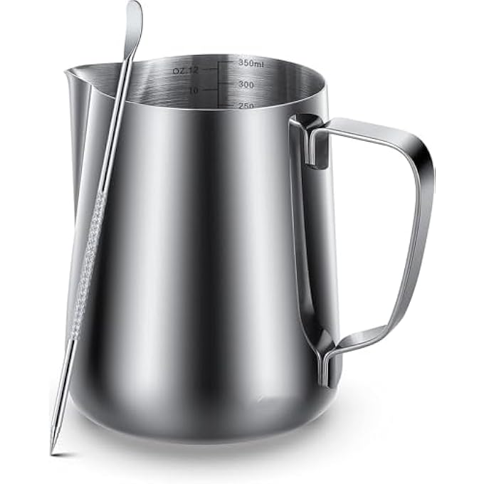 joyzzz Frothing Pitcher 350Ml Stainless Steel Milk Frother Jug With Precision Spout Professional Coffee Steaming Pitcher For Baristas Perfect For Latte Cappuccino And Hot Chocolate Making - Image 1