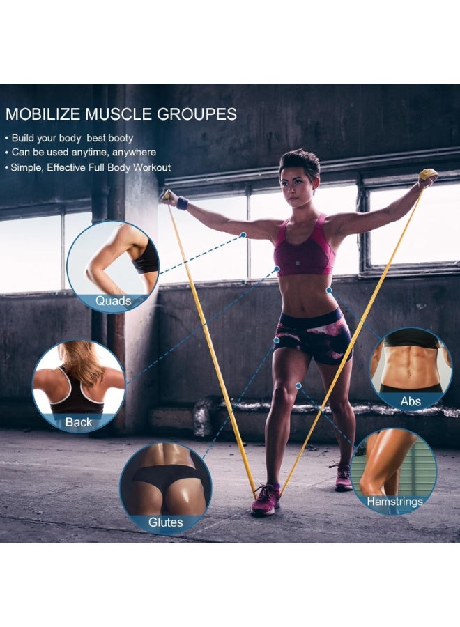 XiuWoo 5PCS Resistance Bands Set, Exercise Bands for Yoga, Pilates, Rehab, and Strength Training, Portable Fitness Bands for Home Gym - Image 4