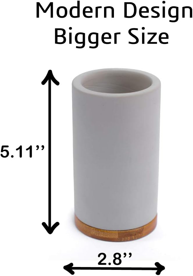 Matani Bamboo Toothbrush Holder Diatomite Tooth Brush Organizer - Storage Stand for Small Bathroom & Counter - Removable Base & Drain Holes, Water-Absorbent & Quick-Drying (Grey & Light Grey) - Image 4