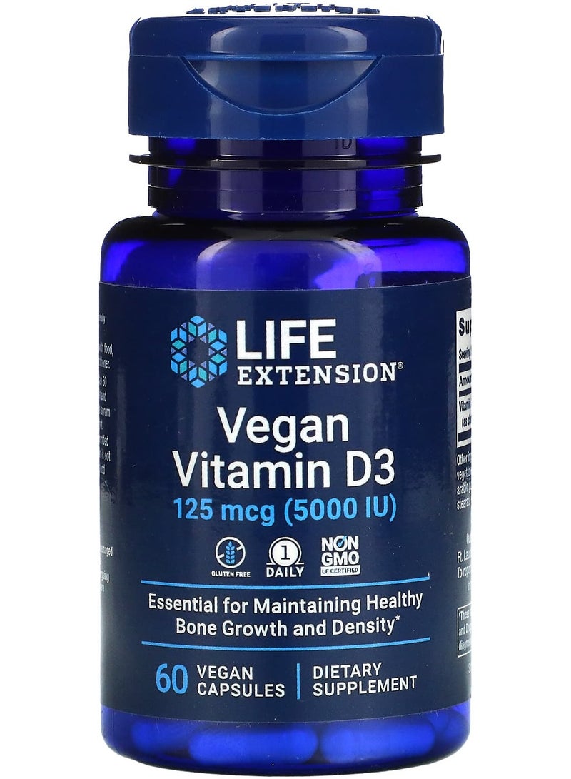 Vegan Vitamin D3, 125 mcg (5000 IU), 60 Vegan Capsules