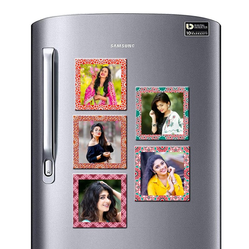 Deep Prints Deep Print Personalized Photo Fridge Magnet on Acrylic Sheet Multicolor Size 3x3 inch Set of 5 Mom Special 