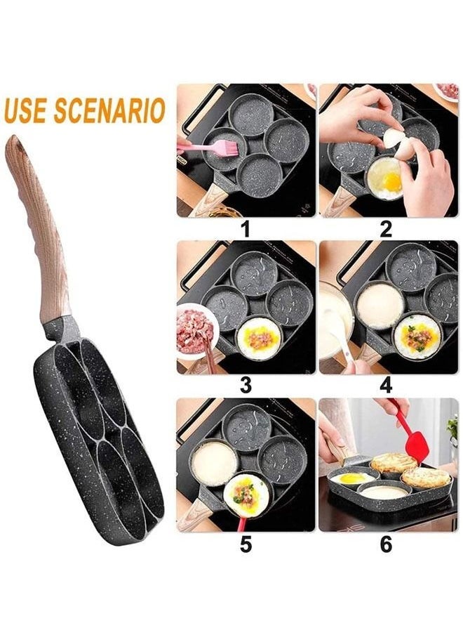 Arabest - Ergonomic Egg Frying Pan With 4 Hole, Grill, Non Sticky, Cookware With Section For Omelet, Pancakes, Steak, Sausage And Many More - Image 1