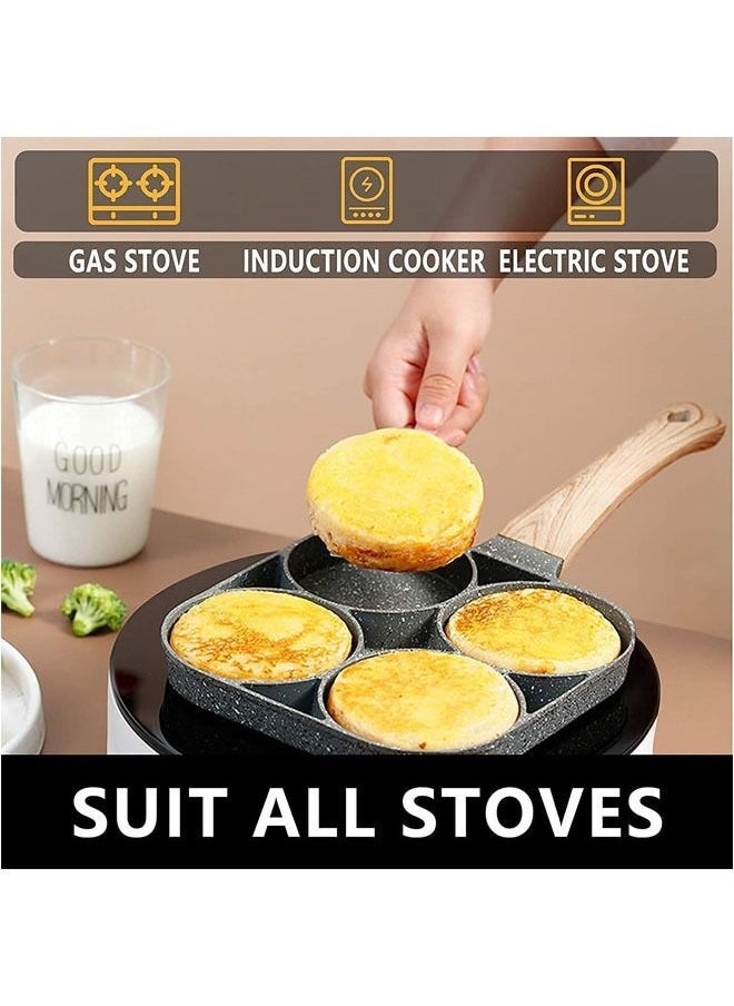 Arabest - Ergonomic Egg Frying Pan With 4 Hole, Grill, Non Sticky, Cookware With Section For Omelet, Pancakes, Steak, Sausage And Many More - Image 1