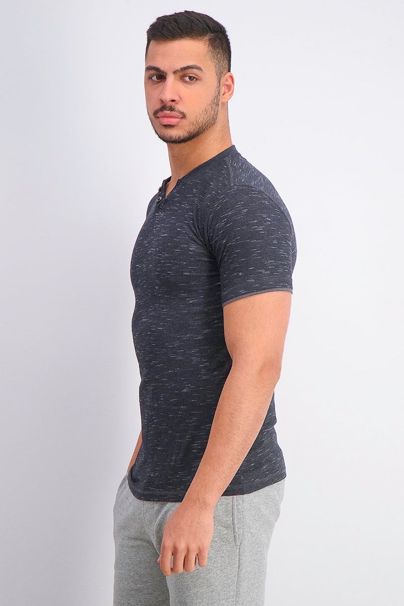 Company Eighty One تي شيرت قصير الأكمام للرجال بتصميم هذر، أسود - Image 4