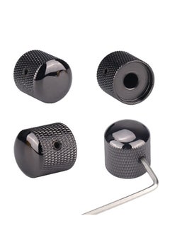 Generic 4Pcs Metal Guitar Knobs Volume Tone Control Knobs Dome Knobs with with Allen Keys Screws for Fender Telecaster Gibson Les Paul Electric Guitar Bass (Black)  - Image 1