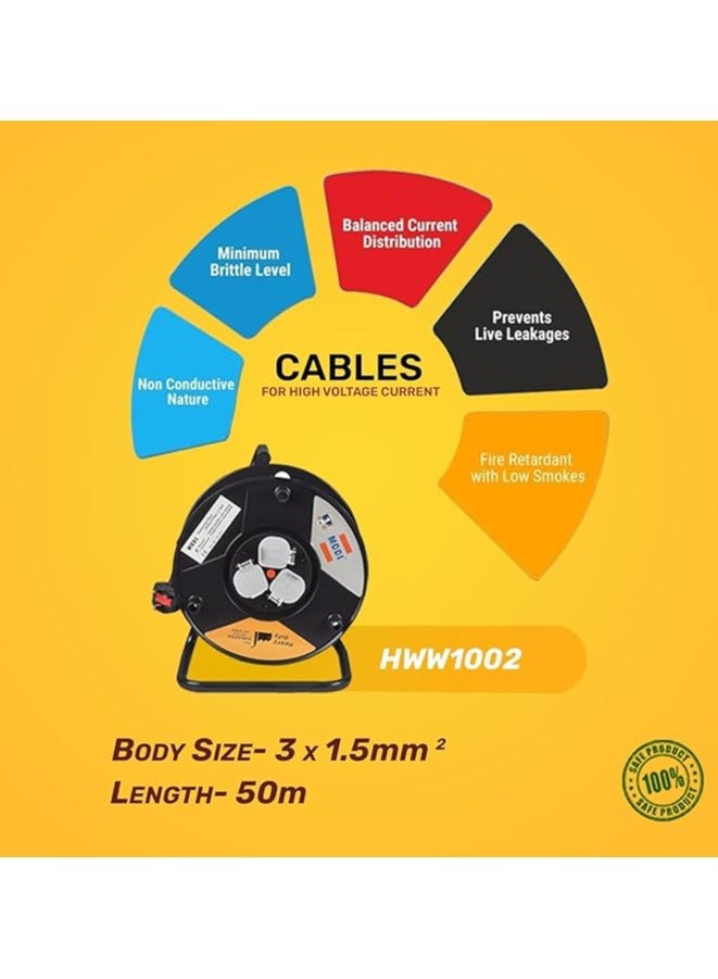 MODI Cable Reel Heavy Duty 50Mtr Extension 3 * 1.5 50M - Image 5