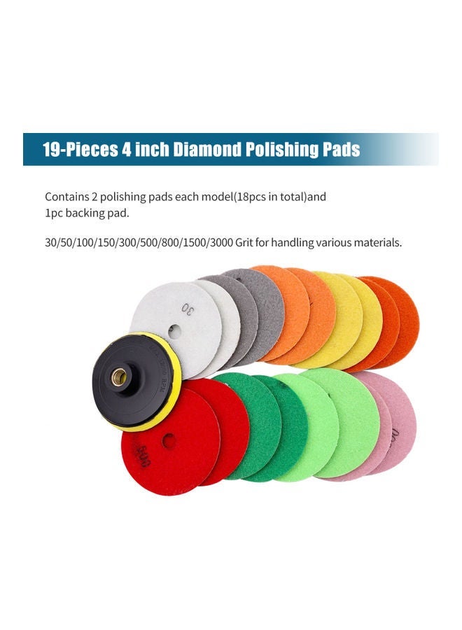NIBEMINENT 20-Pieces 4 inch Diamond Polishing Pads Multicolour 30.00 X 10.00 10.00cm  - Image 2