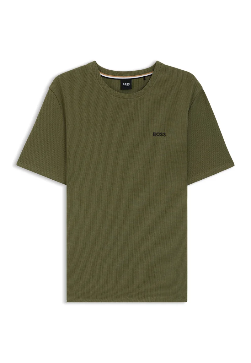 BOSS Open Green Cotton-blend pyjama T-shirt with embroidered logo for Men | Best Price UAE