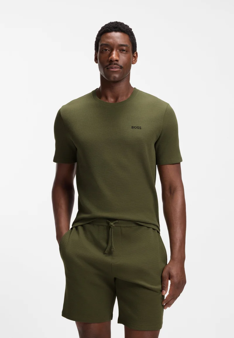 BOSS Cotton-blend pyjama T-shirt with embroidered logo