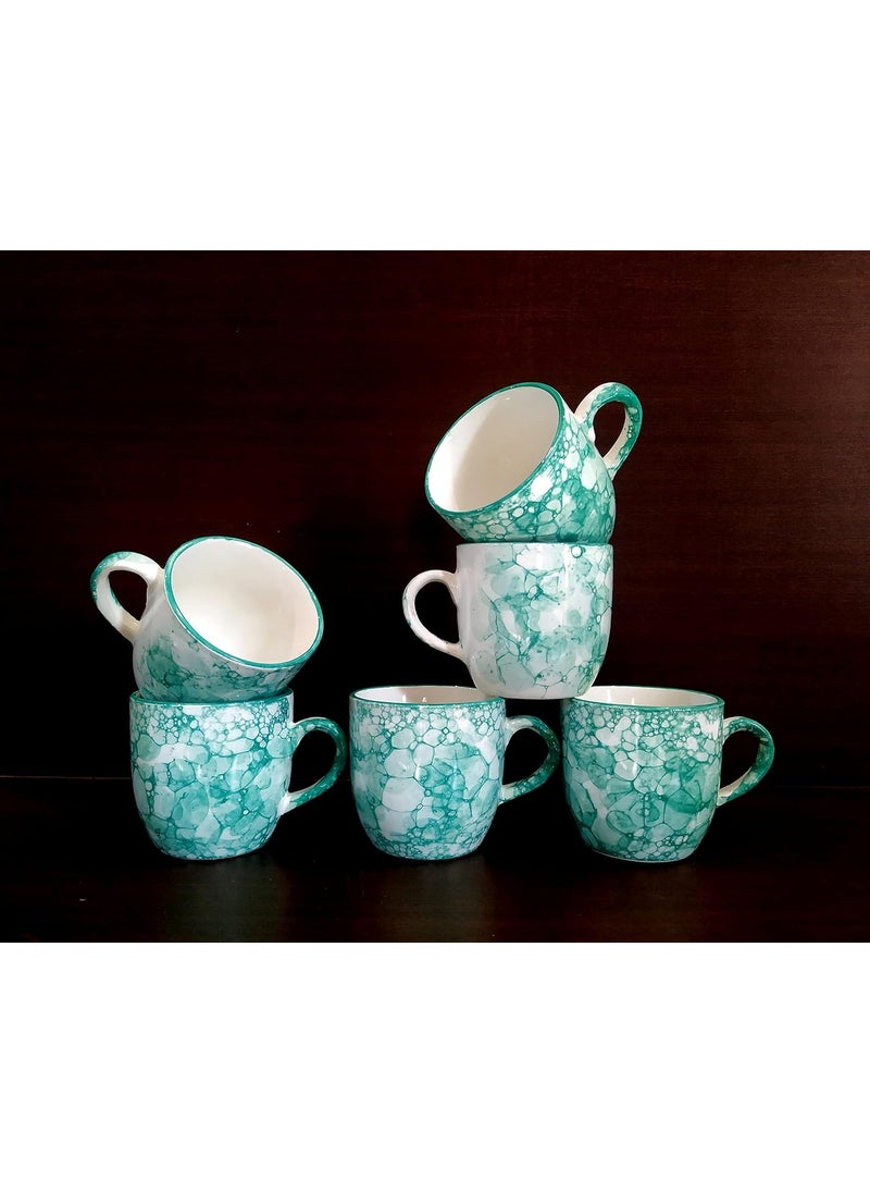 MOODY PANDA MOODY PANDA Graceful Set of 6 Cups Cup Set Set of 6 Cups Ceramic Ocean Green  - Image 5